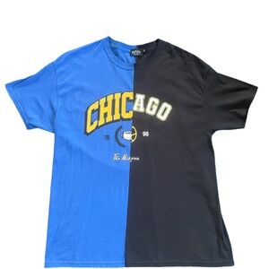 Blue and Black Chicago Graphic T-Shirt